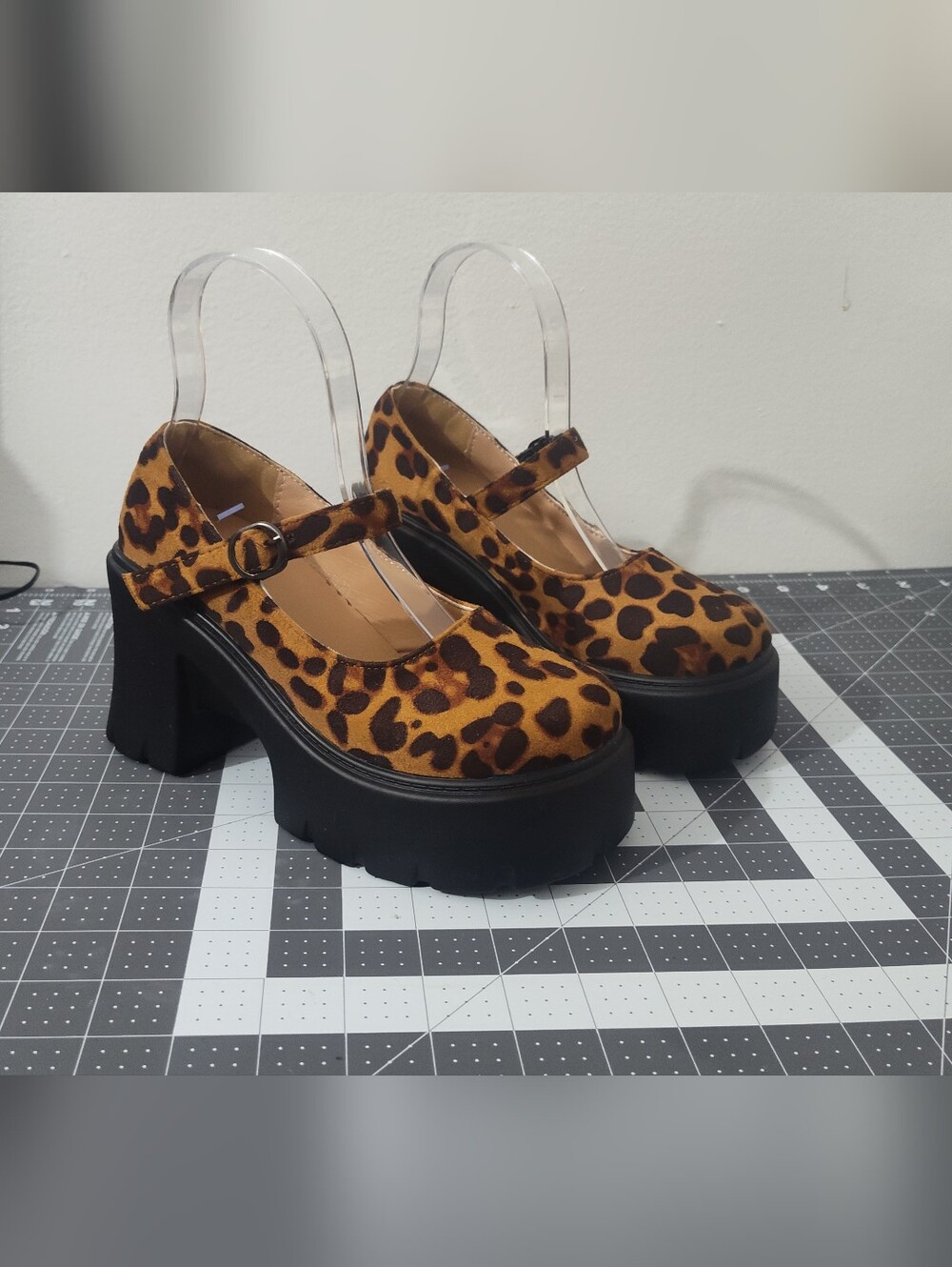 Leopard Mary Jane Platform Shoes